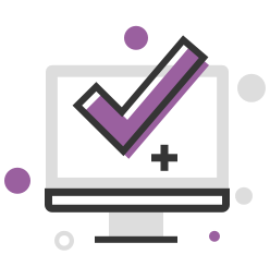 Computer screen with checkmark inside