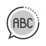 Bubble chat with the letters a,b and c inside icon